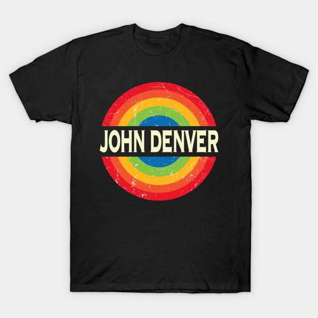 Personalized John Name Retro Rainbow Circle Distressed Style T-Shirt by Roza Wolfwings